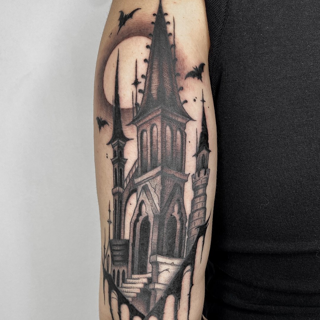 Illustrative tattoo by Mia Barix Tattoo