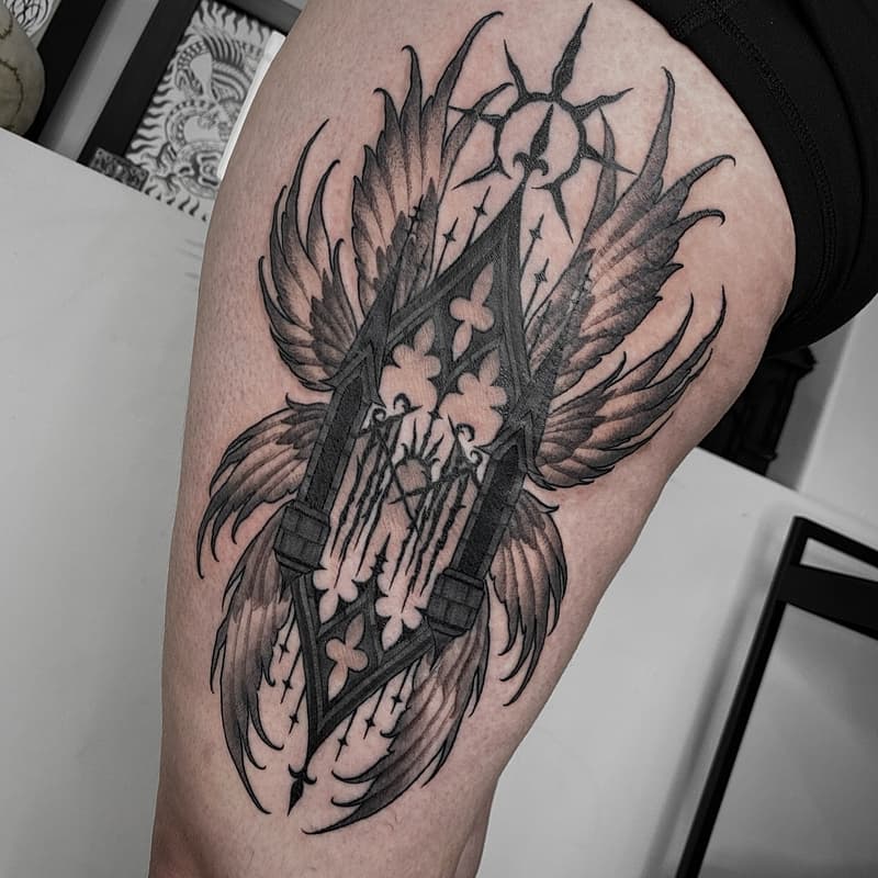 Illustrative tattoo by Mia Barix Tattoo
