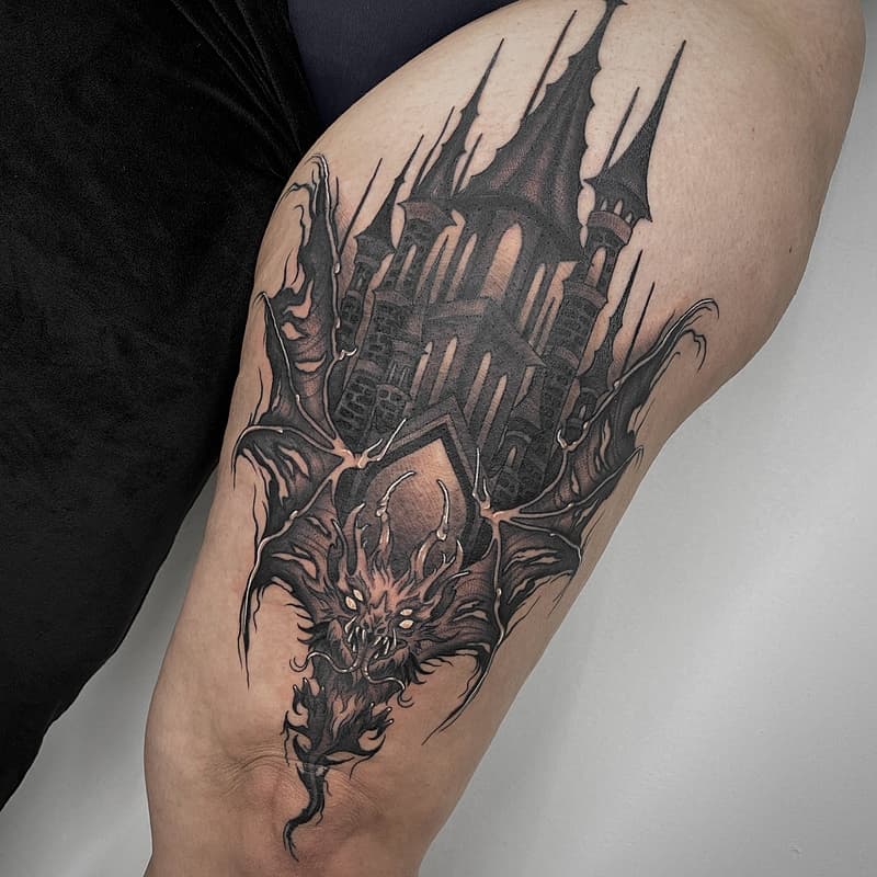 Illustrative tattoo by Mia Barix Tattoo