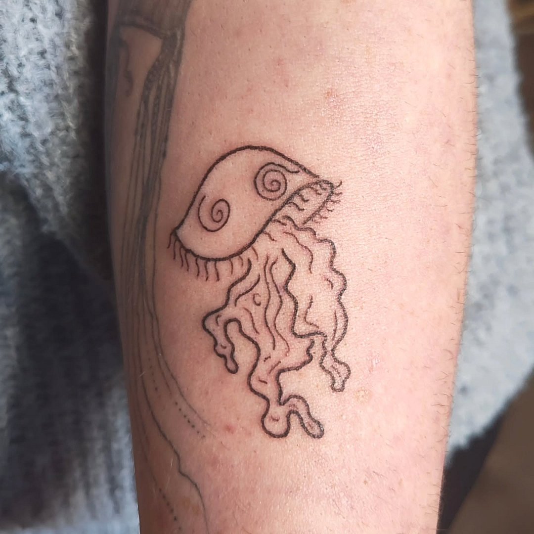 Woodcut/Etching tattoo by Jaimee