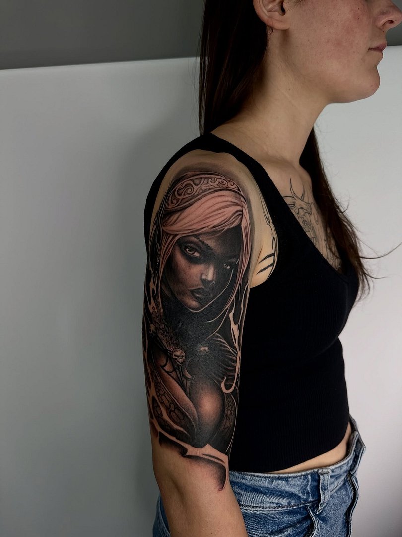 Realism (black & grey) tattoo by Danny