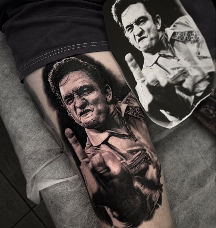 Realism (black & grey) tattoo by Will Francis