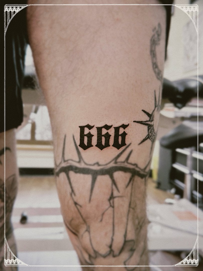Woodcut/Etching tattoo by Nate Thorman