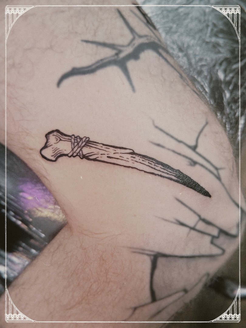 Woodcut/Etching tattoo by Nate Thorman