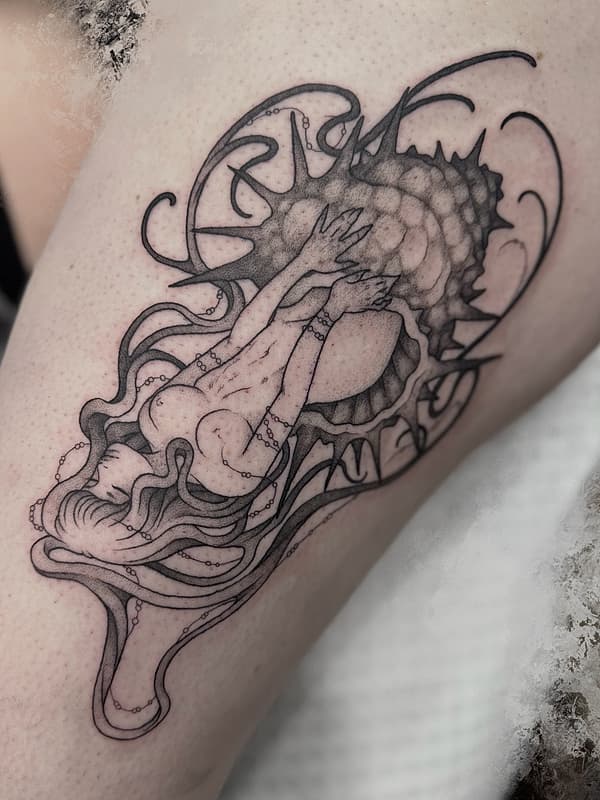 Illustrative tattoo by Angie Elk