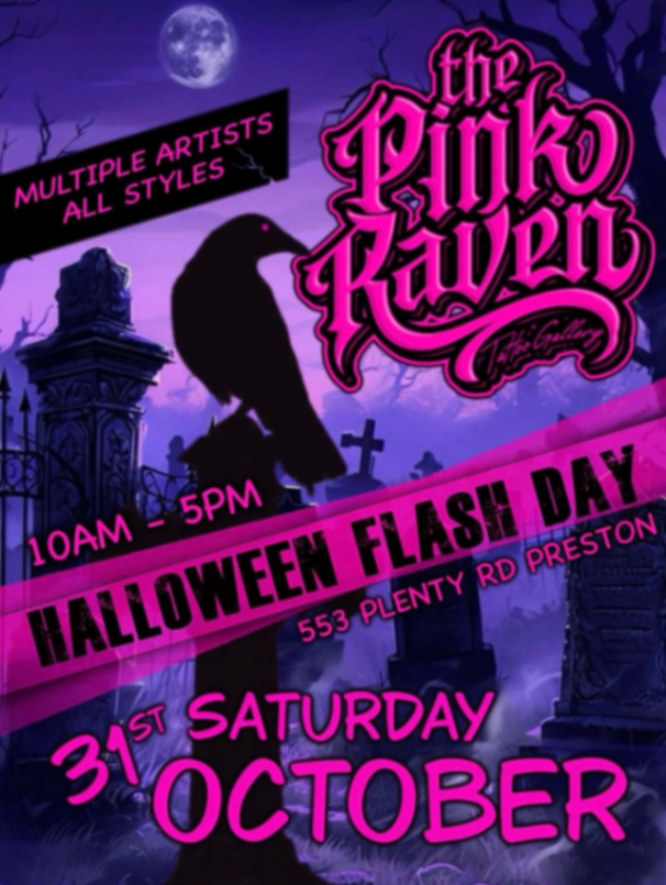 Pink Raven Halloween Flash Day banner