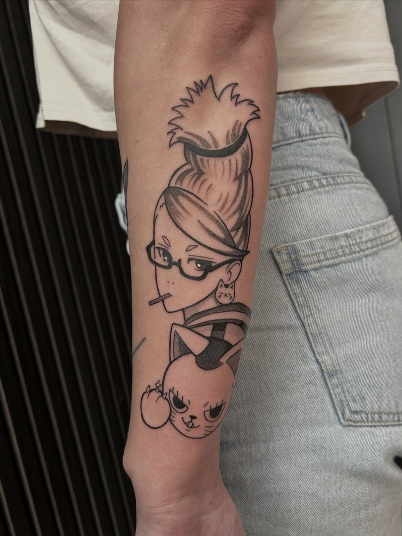 Anime tattoo by Inky Neko