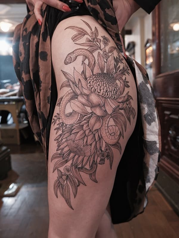Illustrative tattoo by Milly Weber